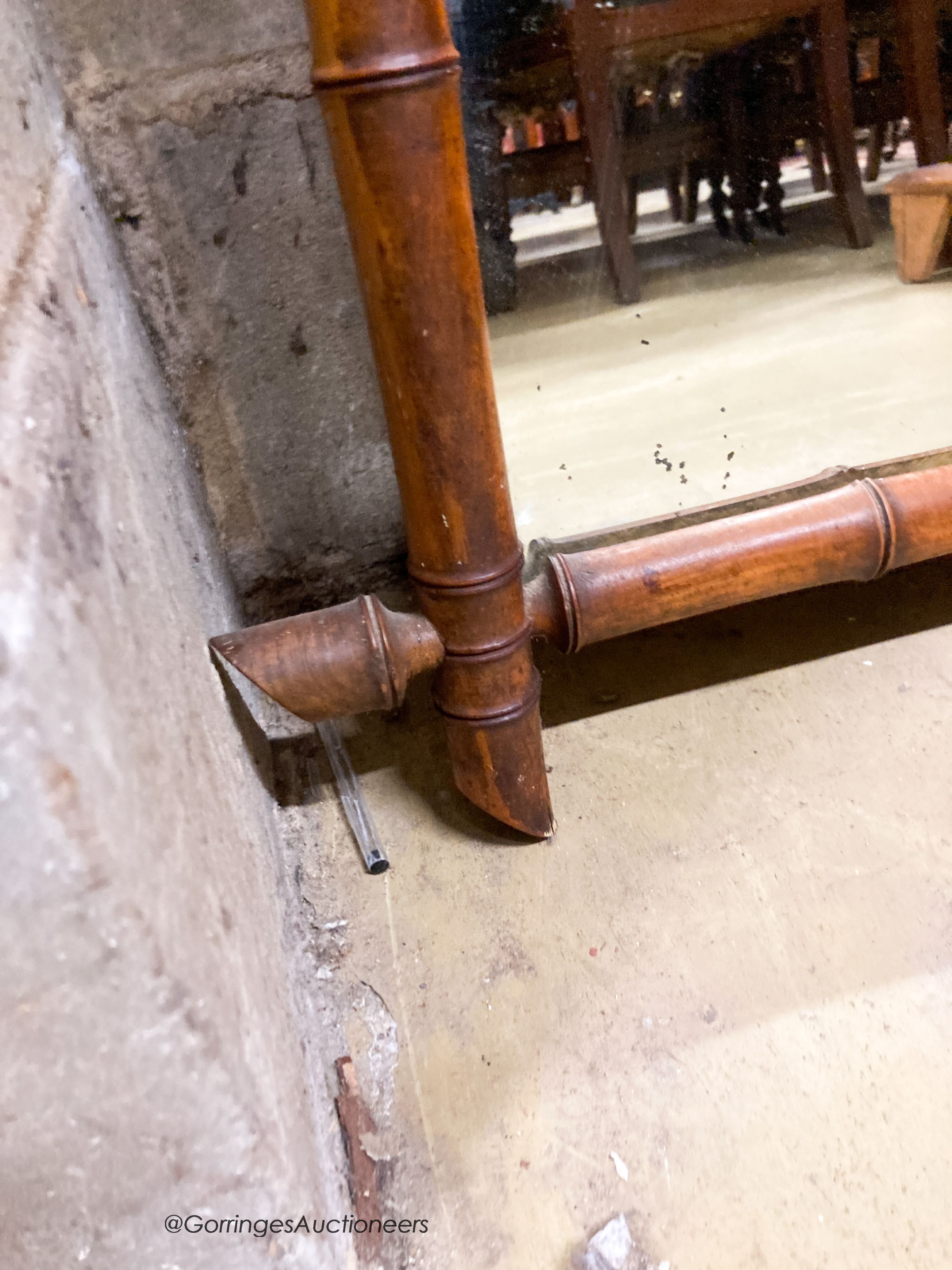 A Victorian faux bamboo frame rectangular wall mirror, width 80cm, height 128cm